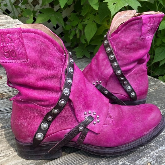 A.S.98 Sheffield Ankle Boot Fuchsia Pink Leather Women's Size 41 US 9.5 - 10 - Picture 13 of 14